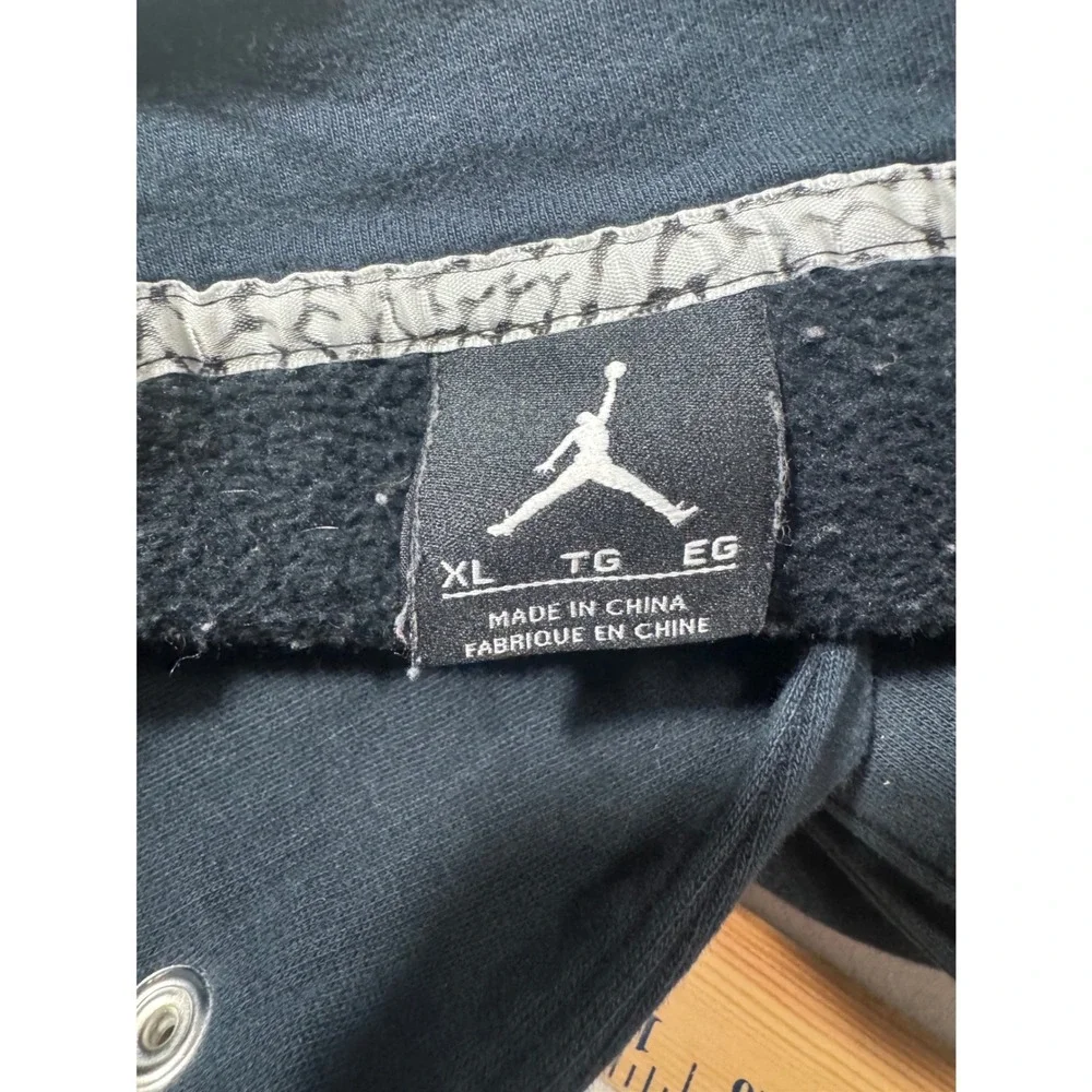 Jordan Mens Hooded Varsity Jacket Black Grey Snap Front Jumpman Fleece XL